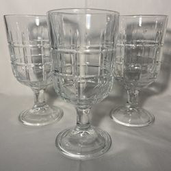 3 Anchor Hocking MCM Vtg Style Tartan Manchester Water 70’s Wine/Water Glass Goblets