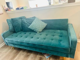 TEAL VELVET SOFA