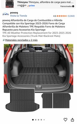 powoq Trunk Mat + Backrest Mats for Kia Sportage 2023-2026 - TPE All Weather - New