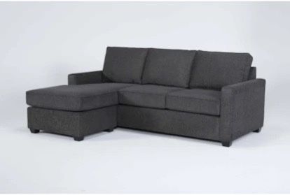 Mathers Slate Grey Fabric 91" Sofa with Reversible Chaise | Track Arms | Loose Reversible Back