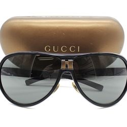 Gucci Aviator Sunglasses GG 1566/S Unisex REE95 66-09-120 Black & Smoked Silver