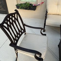 Outdoor Powder coated Sofa 6 Ft Long With Cushions And Two Powder Oates Chairs With Cushions