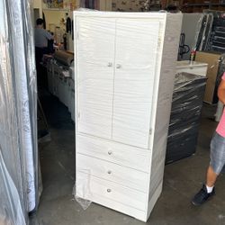 White Tall Wardrobe Closet Compressed Wood Dresser Ropero