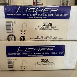 2 Fisher 4” Deck Faucets 6” Spout 