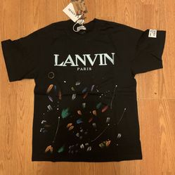 Lanvin Black Graphic Tee Paint Size  