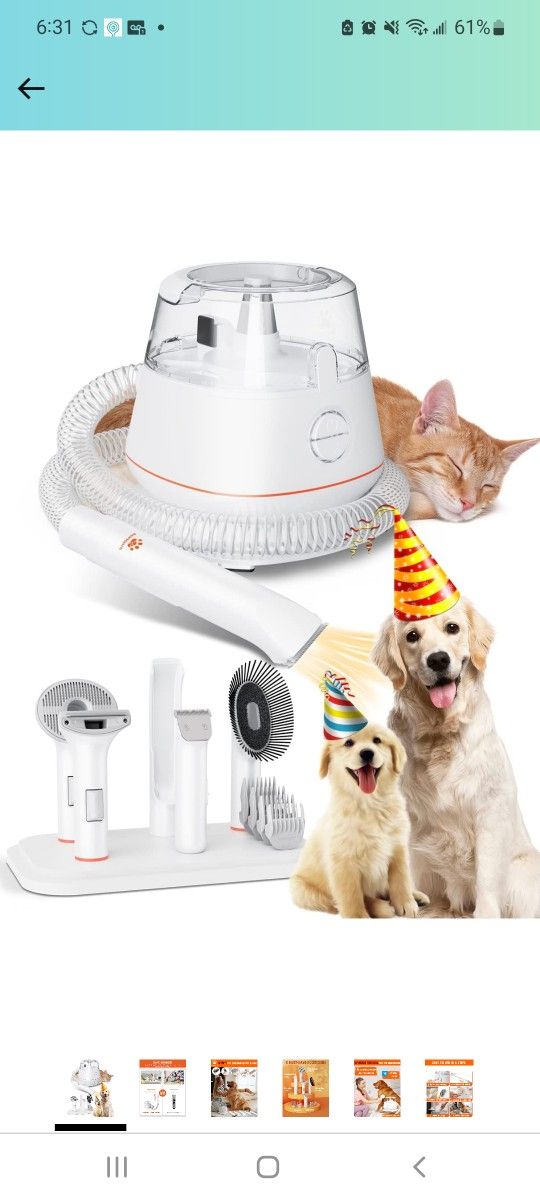 Dog Grooming Kit & Vacuum, Upgraded 5 in 1 Pet Grooming Tool with 3 Mode Powerful Suction, Rechargable Dog Clippers Trimmer, DeShedding Brush Hair Rem