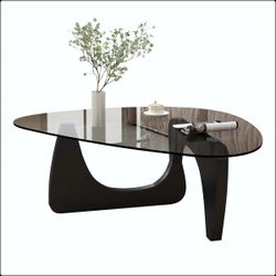 Modern Glass Coffee Table for Living Room, Mid Century Coffee Table, Small Coffee Tables, Suitable for Bedroom Living Room Reception Office Tables (Bl