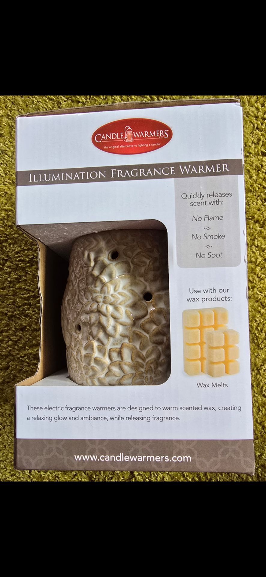 Candle Warmers Etc Illumination Fragrance Wax Warmer Floral Ceramic NIB