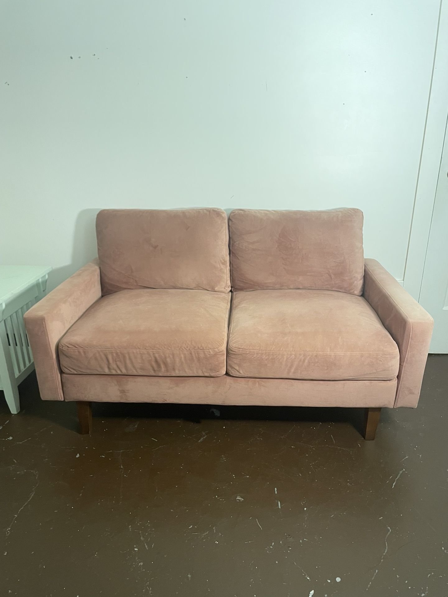 pink velvet loveseat couch