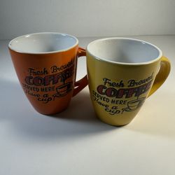 Vintage  Fresh Brewed Coffee Mugs (Set of 2 )  7 Ounce 