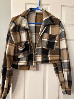 Flannel crop jacket