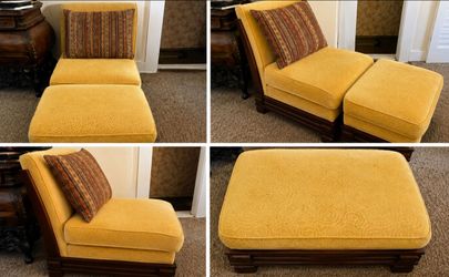 Vintage Accent Chair & Ottoman Set – $165