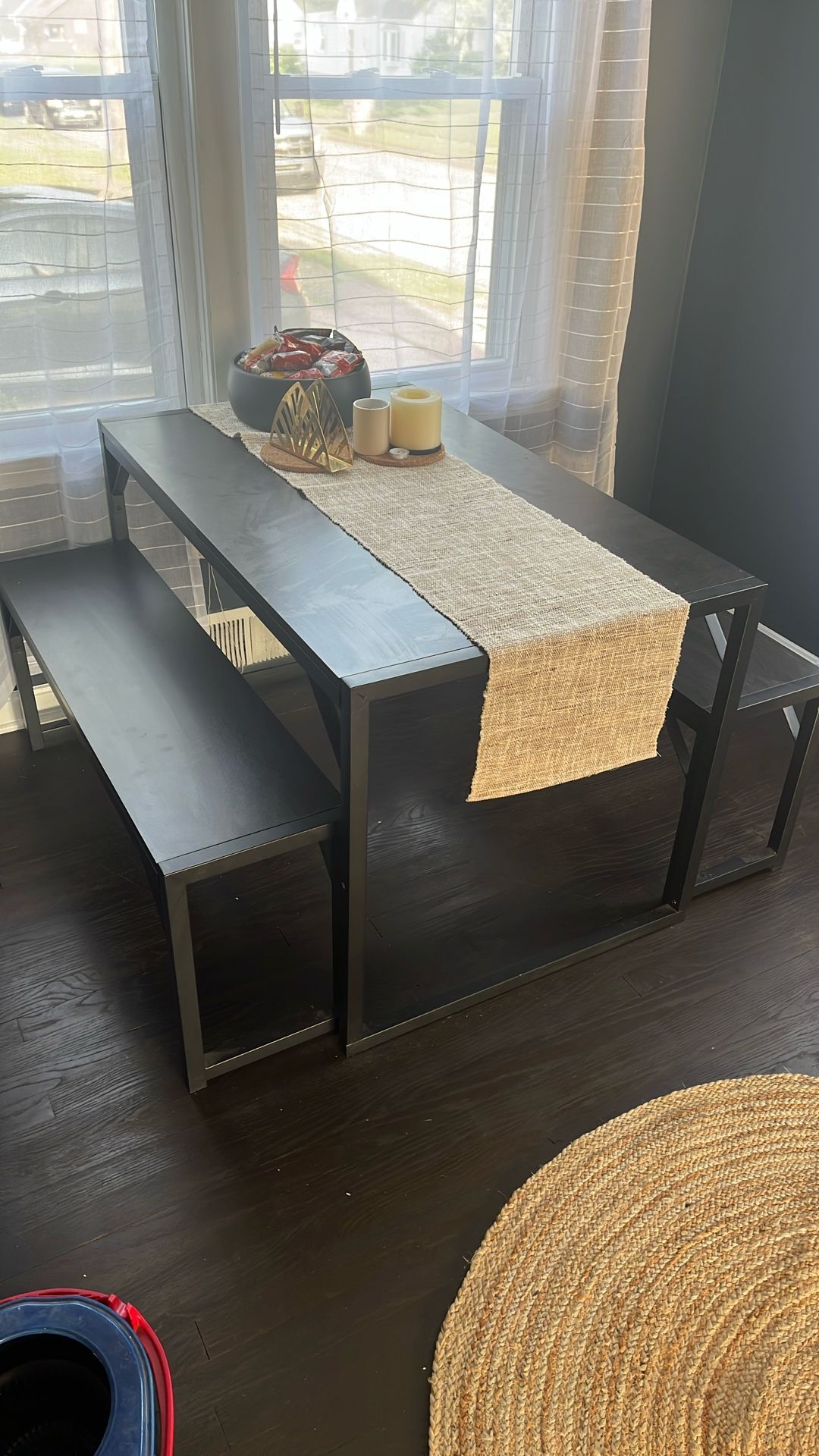 Wood And Metal Dining Set