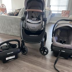 Maxi Cosi Zelia luxe Stroller Car seat And 2 Bases 