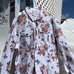 Fashion Nova Floral Print Denim Jacket