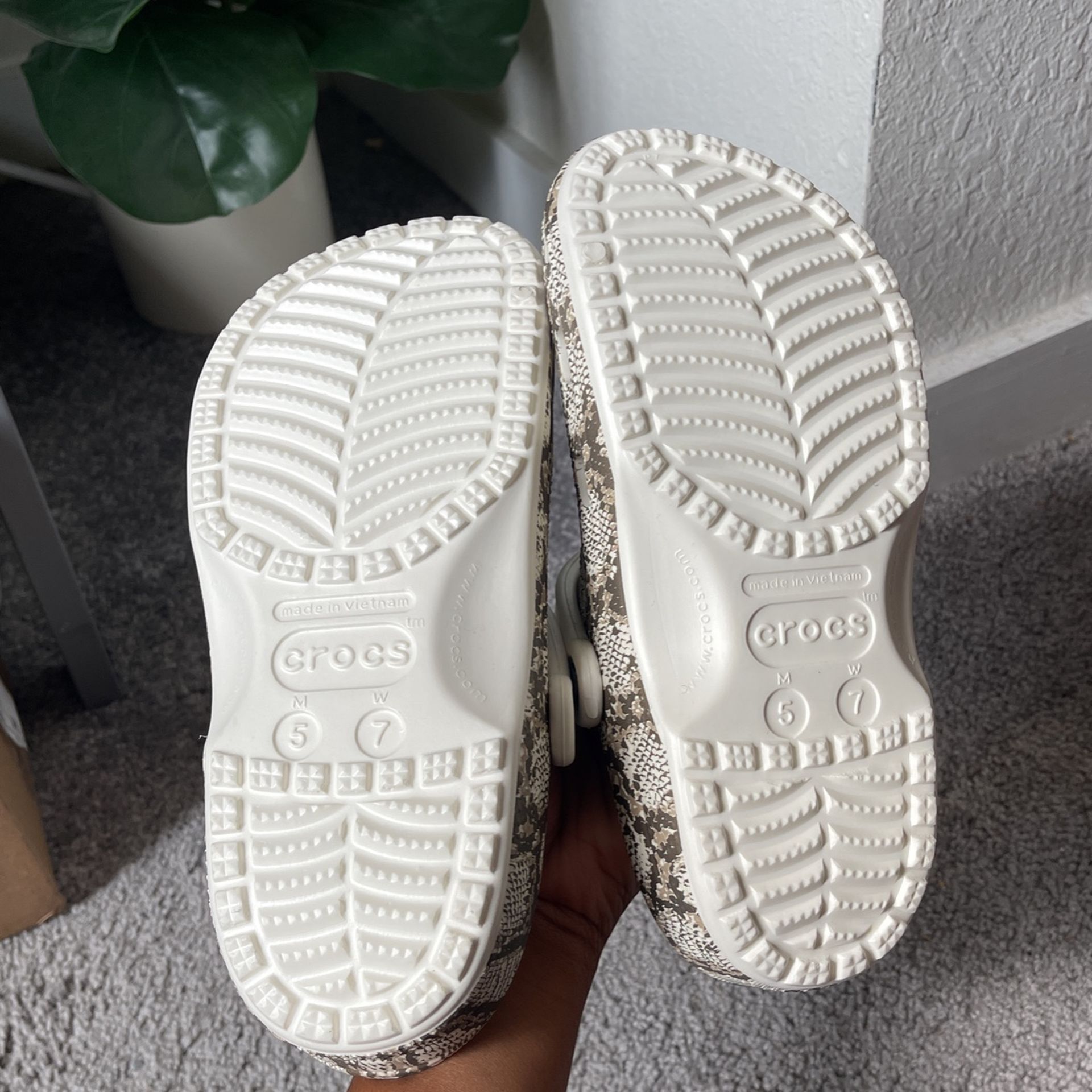 snakeskin platform crocs