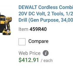 DeWalt Cordless 2 Tools 1/2 Hammer Drill