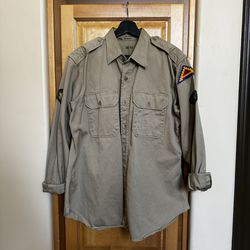 WWII-Era Soldier’s Work Shirt Large Patches Vintage Military