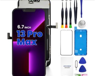 for iPhone 13 Pro Max Screen Replacement, 6.7 inch 3D Touch LCD Display Full HD Repair kit, Digitizer Assembly with Tools Set, Tempered Glass Screen P