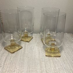 Federal Topaz Footed Water Glasses ( 4 ) 