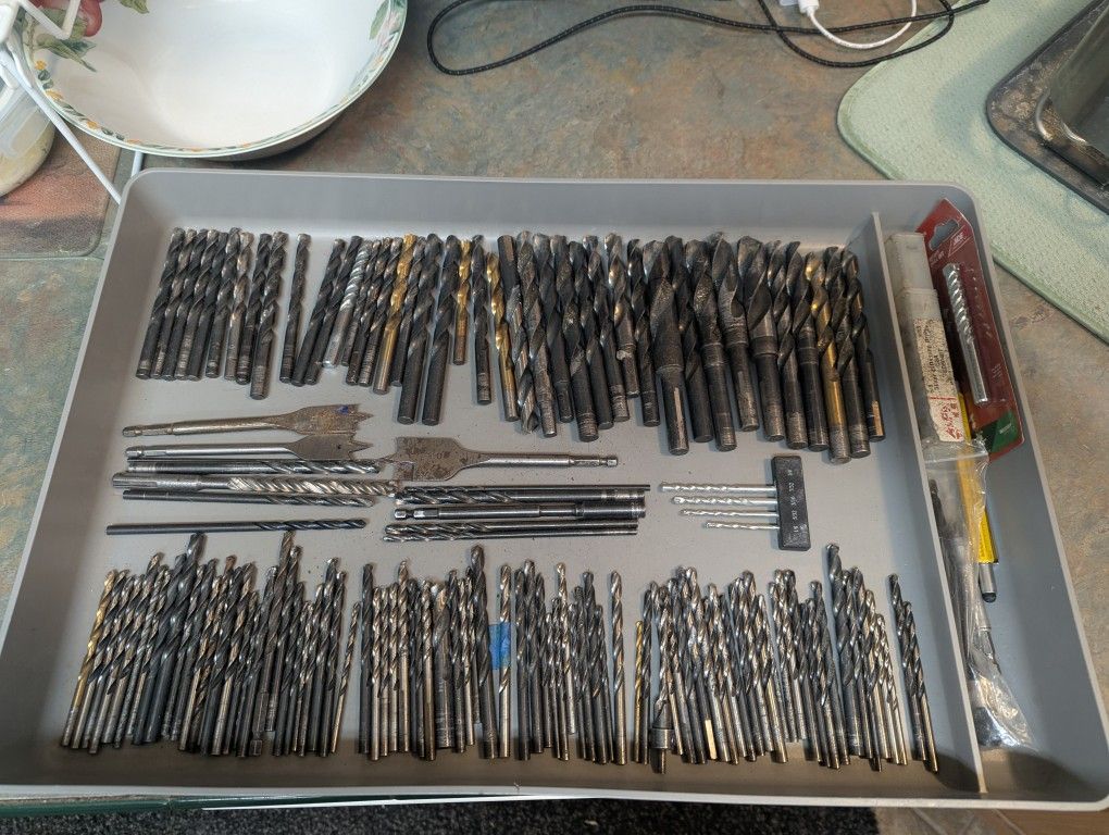 Large variety of assorted drill bits