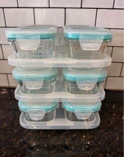 Glass OXO Tot Blocks and holder for Baby Infant Toddler Food Storage Containers Meal Prep