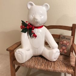 Porcelain bear bank - approx 8 1/8” high