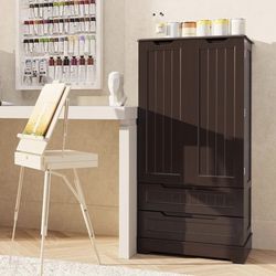 Kitchen Pantry Storage Cabinet with Drawers Freestanding Bathroom Storage Cabinets with Doors and Shelves, 47" Small Wooden Food Pantry Cabinet for Di