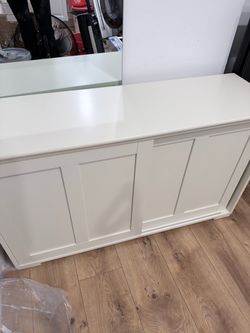 Buffet Cabinet Sideboard, Wood Storage Credenza Cupboard w/Adjustable Shelf & 2 Sliding Doors, Stackable Coffee Bar...