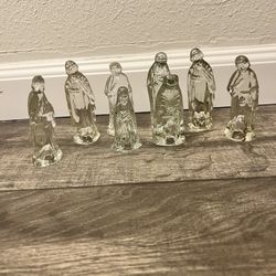 Vintage Christmas nativity set made of solid glass, 8 pcs.