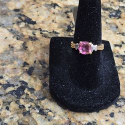 GENUINE 1.83 Cts PINK SAPPHIRE & DIAMOND RING 10K GOLD - Free Appraisal Service size 6.5