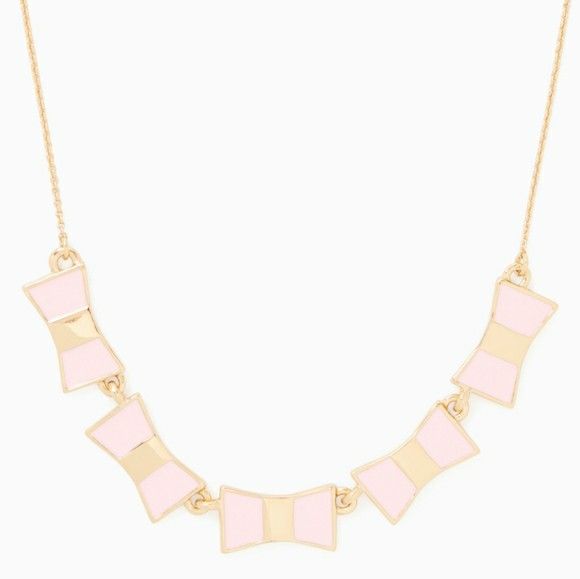 NWT Kate Spade bow shoppe row necklace -Pink&Gold