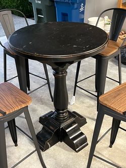 Solid Wood Round Bar Table  Black wood