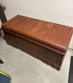Antique Wood Art Deco Cedar Chest Trunk  - Brand Origin Unknown