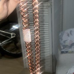 Rose gold 14k Cuban Bonded W Silver 