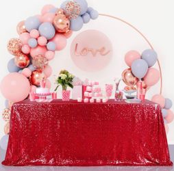B-COOL Red Sequin Tablecloth Christmas Table Cloth Valentines 90x132-Inch