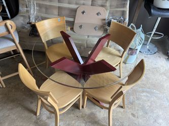 Glass Dining Table with 4 Chairs