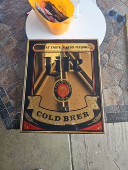 Vintage Miller light cold beer mirror sign