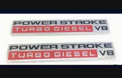 POWER STROKE TURBO DIESEL V8 Door Fender Emblem 2Pcs