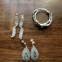 Three Pairs Of Earrings. 