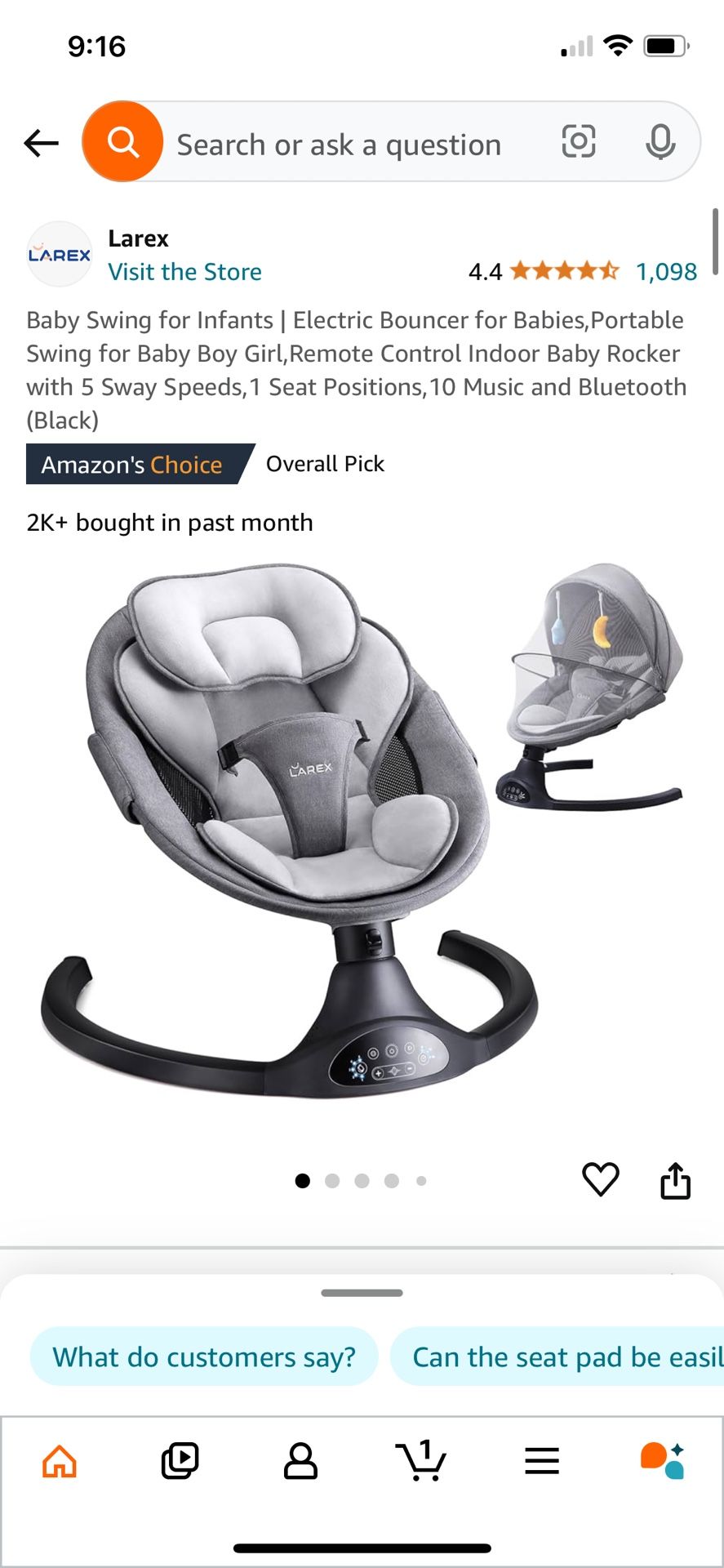 Larex Baby Swing For Infants