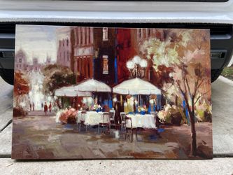 Painting: European-style Outdoor Café Scene
