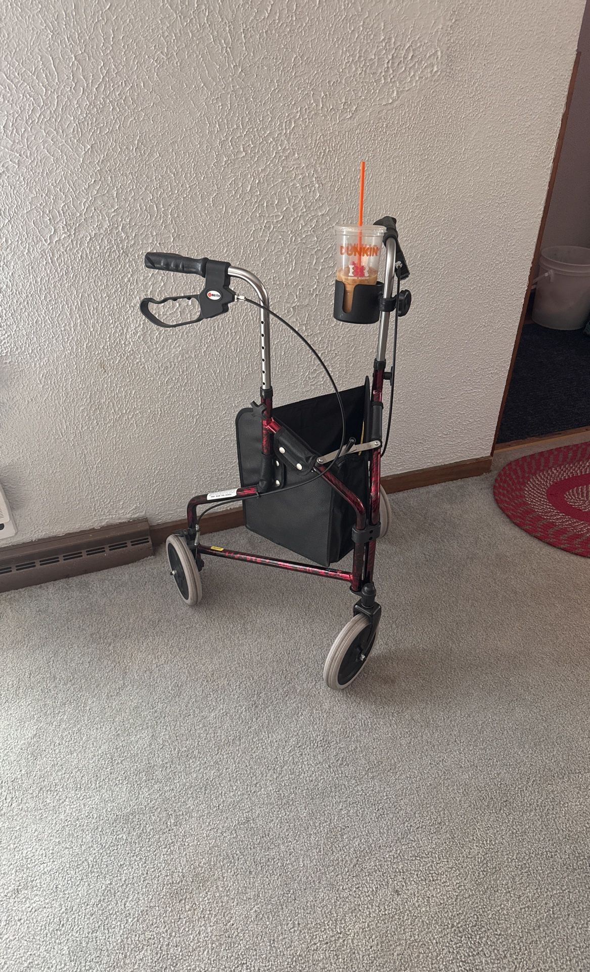 Karman Healthcare R-3600 3 Wheel Rollator with Large 8" Casters, Burgundy