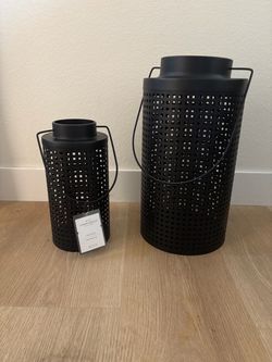 Brand new set of 2 black metal lanterns