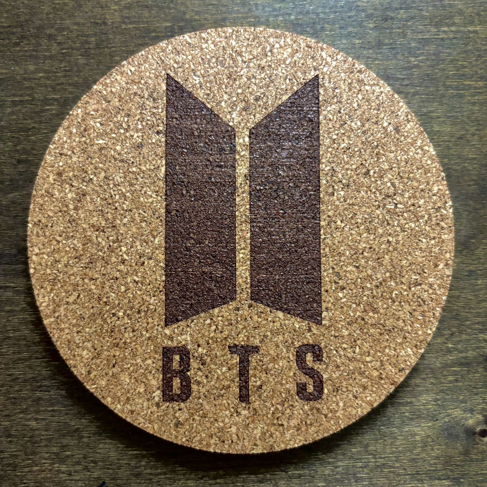 BTS Logo Laser Engraved Cork Coaster #2