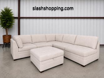 BRAND NEW | Thomasville Tisdale Modular Sectional 6-piece Taupe with Storage Ottoman, Beige