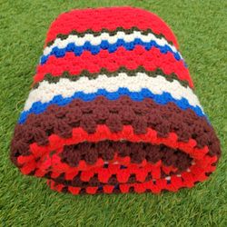 Striped Afghan Crotchet Blanket Throw