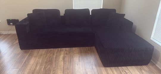 Black corduroy cloud sectional