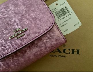 Coach Small Wallet Signature PVC Leather Chalk