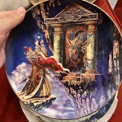 Fantasy Collector Plate Lot Royal Doulton/Franklin Mint Dragons, Wizard, Unicorn